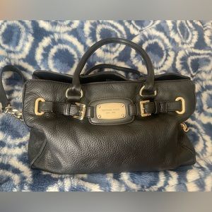 Michael Kors black leather satchel purse